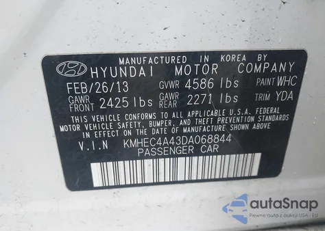 2013 Hyundai Sonata Hybrid Limited from USA, damaged, VIN KMHEC4A43DA068844